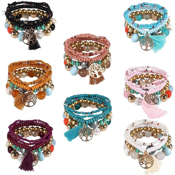 Twinfree Bohemian Bracelets for Women Stretch Multilayer Colorful Beads … - Picture 1 of 7